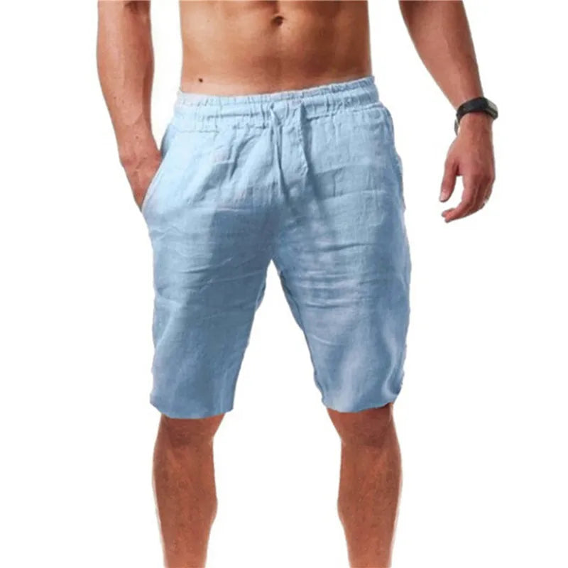 Men's Cotton Linen Shorts – Breathable Solid Color Summer Trousers, Fitness Streetwear S-3XL