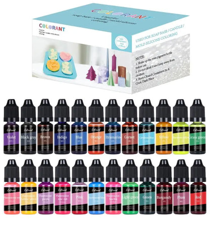 Candle Dyes Kit – Liquid Colorant Pigment Set for DIY Candle Making, Aromatherapy Soap, Soy Wax Dye & Mold Coloring Supplies