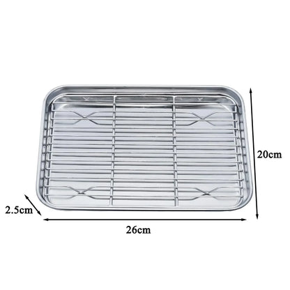 Stainless Steel Baking Tray with Removable Cooling Rack – Non-Toxic Oven & BBQ Sheet Pan, Dishwasher Safe
