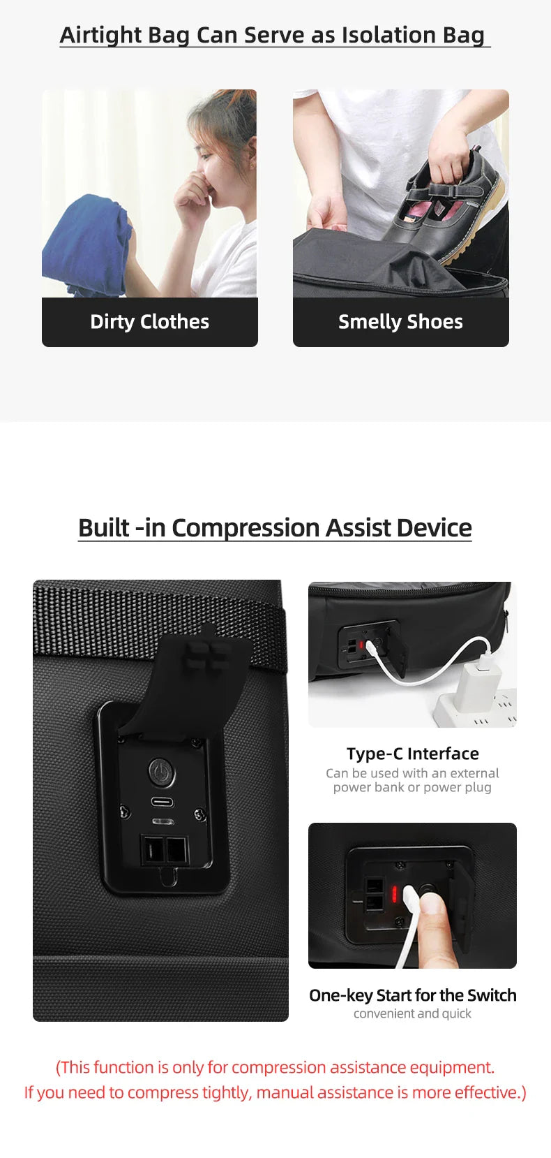 Travel Trolley Vacuum Compression Backpack — Wheeled Rolling Luggage Bag for Men, Boardable Business Travel