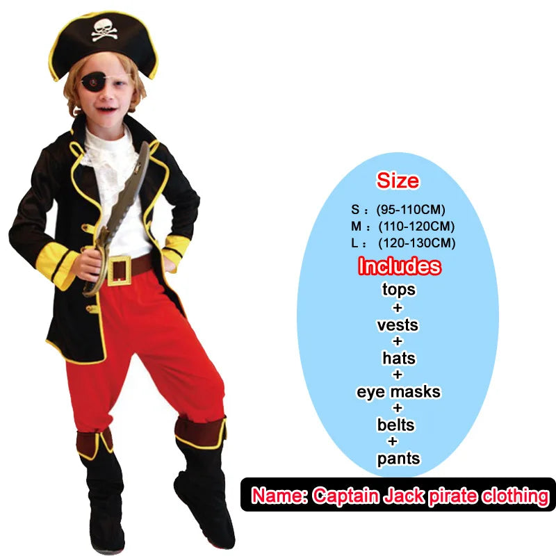 Halloween Kids Pirate Costume – Boys’ Fantasia Infantil Cosplay Outfit for Children