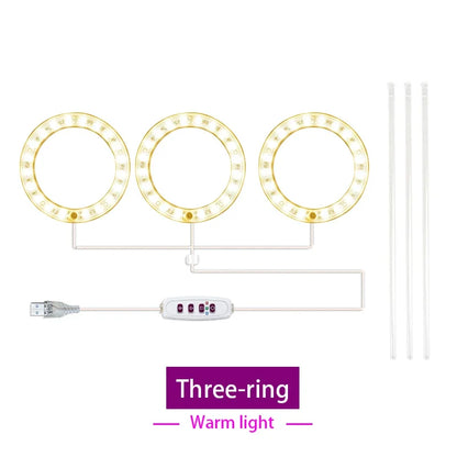 LED Full Spectrum Grow Light — USB 5V Adjustable Height Dimmable Lamp with Timer for Indoor Plants & Herbs