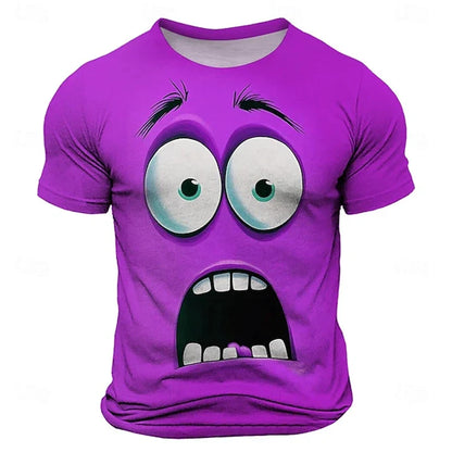 3D Funny Face T-Shirt - Men's Summer Casual Short Sleeve O-Neck Loose Streetwear Tee