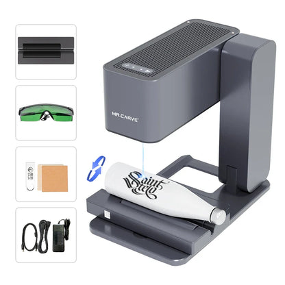 MR.CARVE C1 Portable Laser Engraver – Mobile APP Compatible for Windows & Mac, Engraves Wood, Plastic, Metal & More