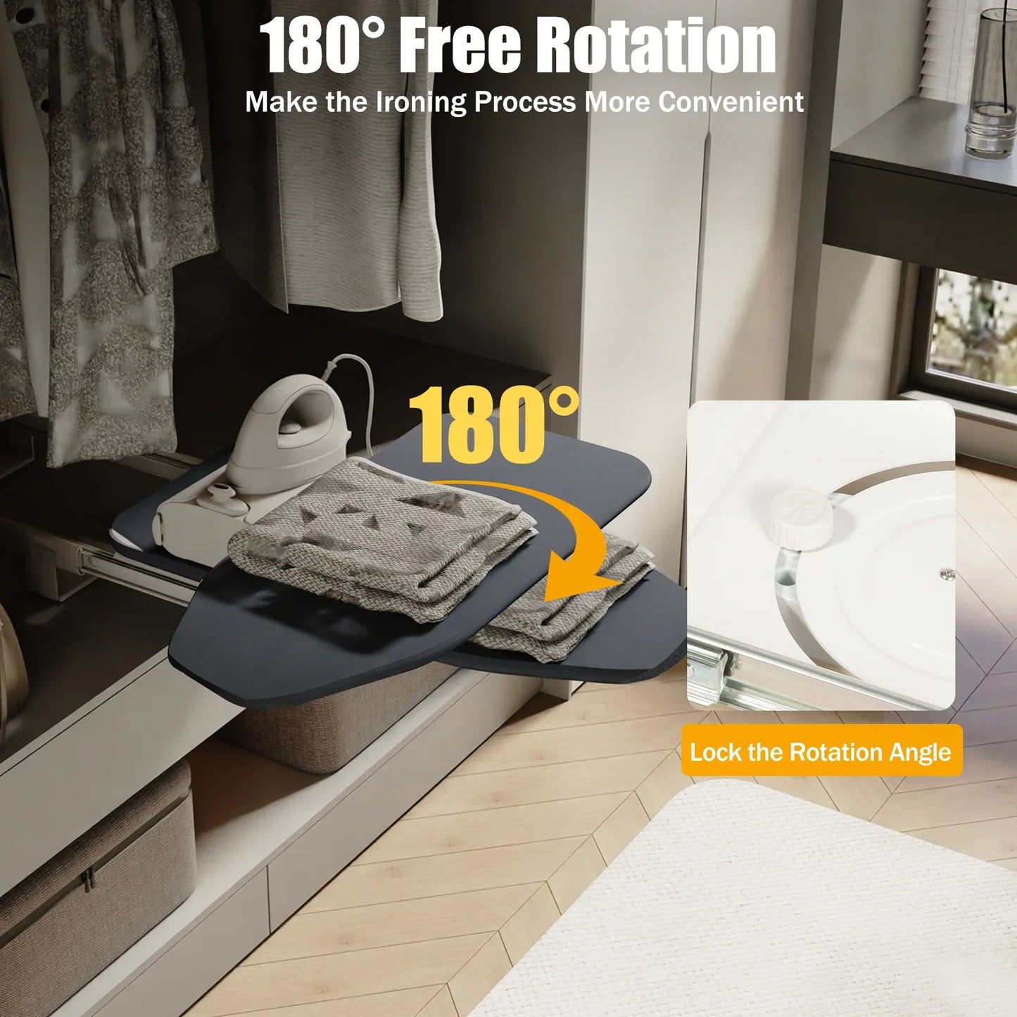 Foldable Cabinet-Mount Ironing Board | Sturdy Metal Frame 80x29.5cm Gray