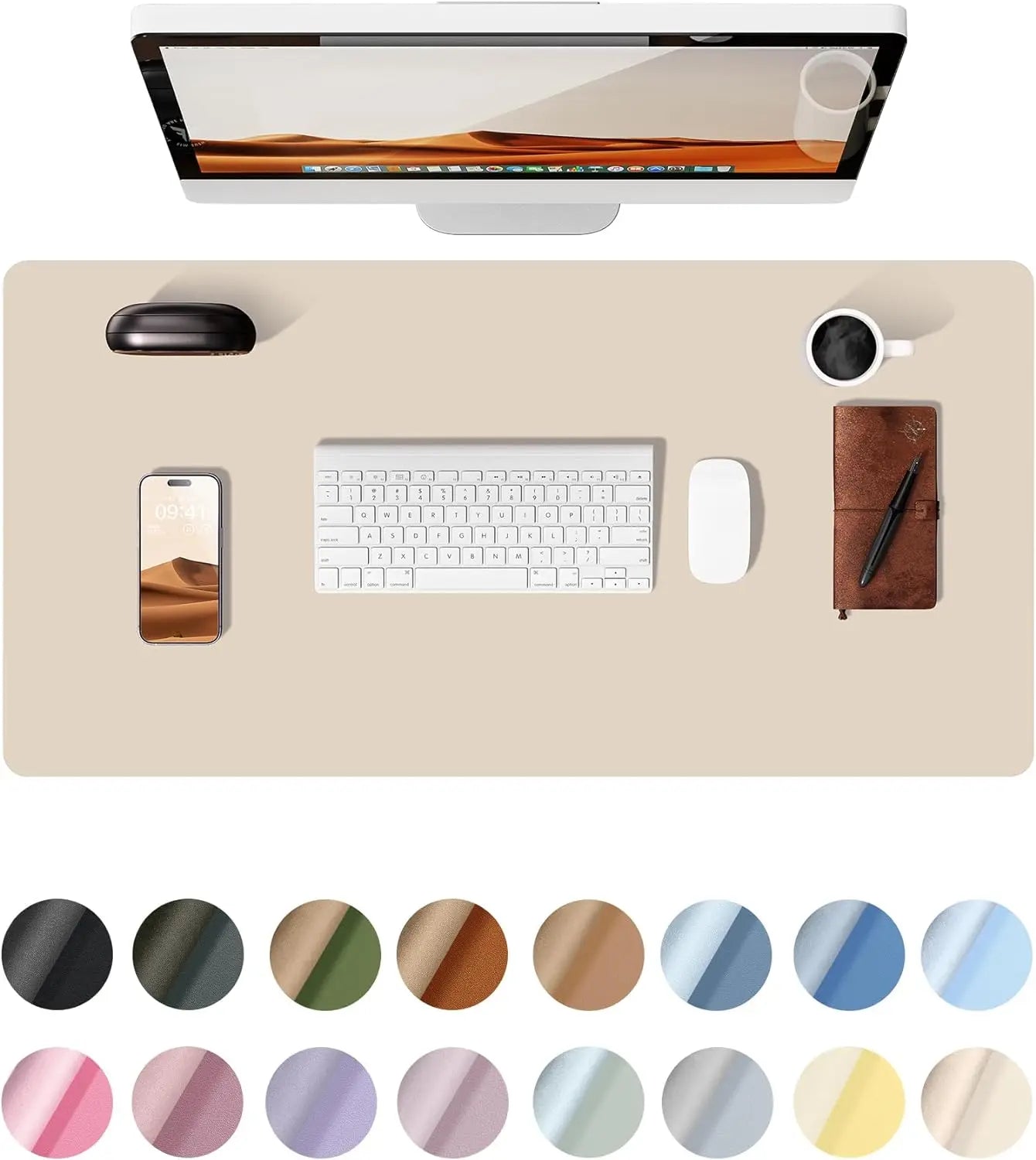 Large Leather Mouse Pad Desk Mat - Non-Slip PU Leather Office Desk Protector for Laptop & Workspace Setup