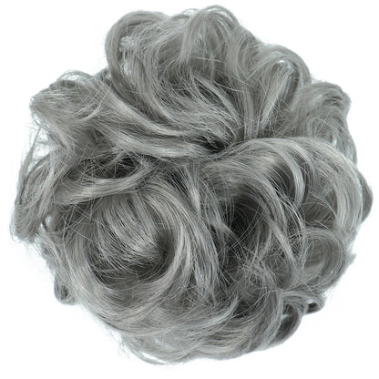 Azqueen Synthetic Messy Bun Chignon – Gray Brown Hair Bun Pad with Elastic Rope & Rubber Band Hair Extensions