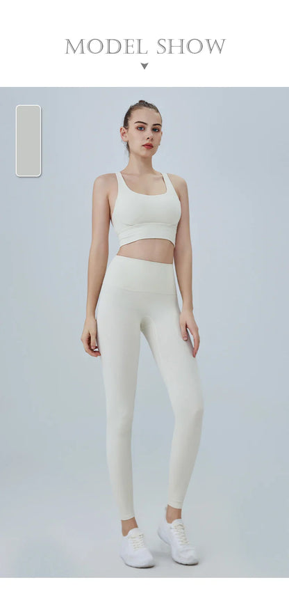 2-Piece Women’s Yoga Tracksuit – Pilates Fitness Set with Push-Up Sports Bra & Leggings for Gym Workout