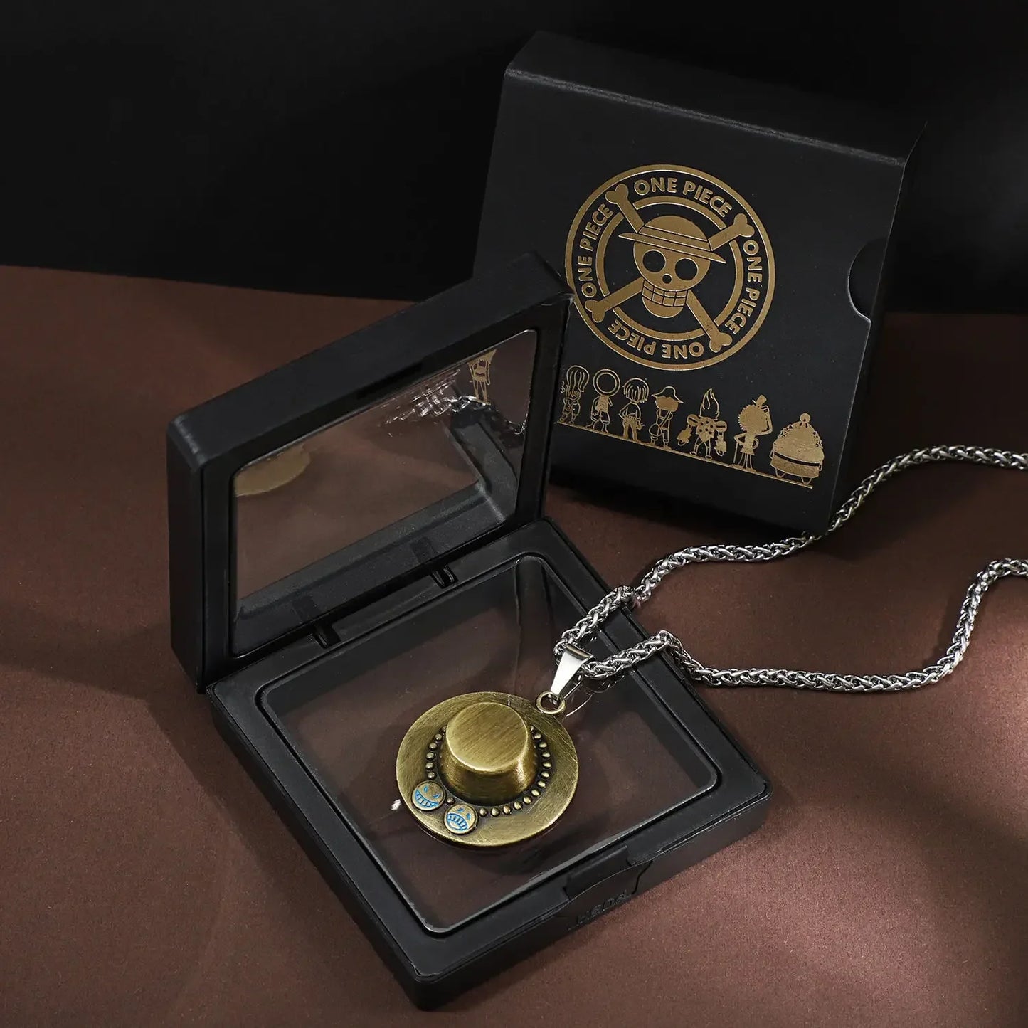 One Piece Luffy & Ace Necklace – Anime Straw Hat Metal Pendant for Men & Women, Sweater Chain Birthday Gift