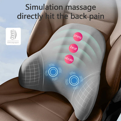 Car Electric Lumbar & Neck Massage Cushion | Single Headrest Vibration Pillow for Seat Support
