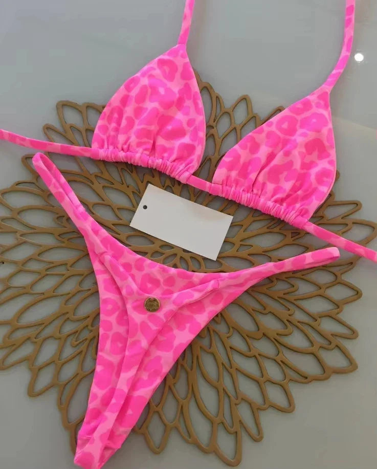 Women’s Leopard Print Bikini Set – Sexy Swimwear for Beach Vacation, Thong Bathing Suit & Summer Beachwear