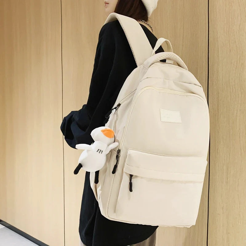 JOYPESSIE Waterproof Teenage Bookbag - Fashionable Nylon Rucksack for Girls, Women's Shoulder Bag, Ideal for High School, Black Mochila