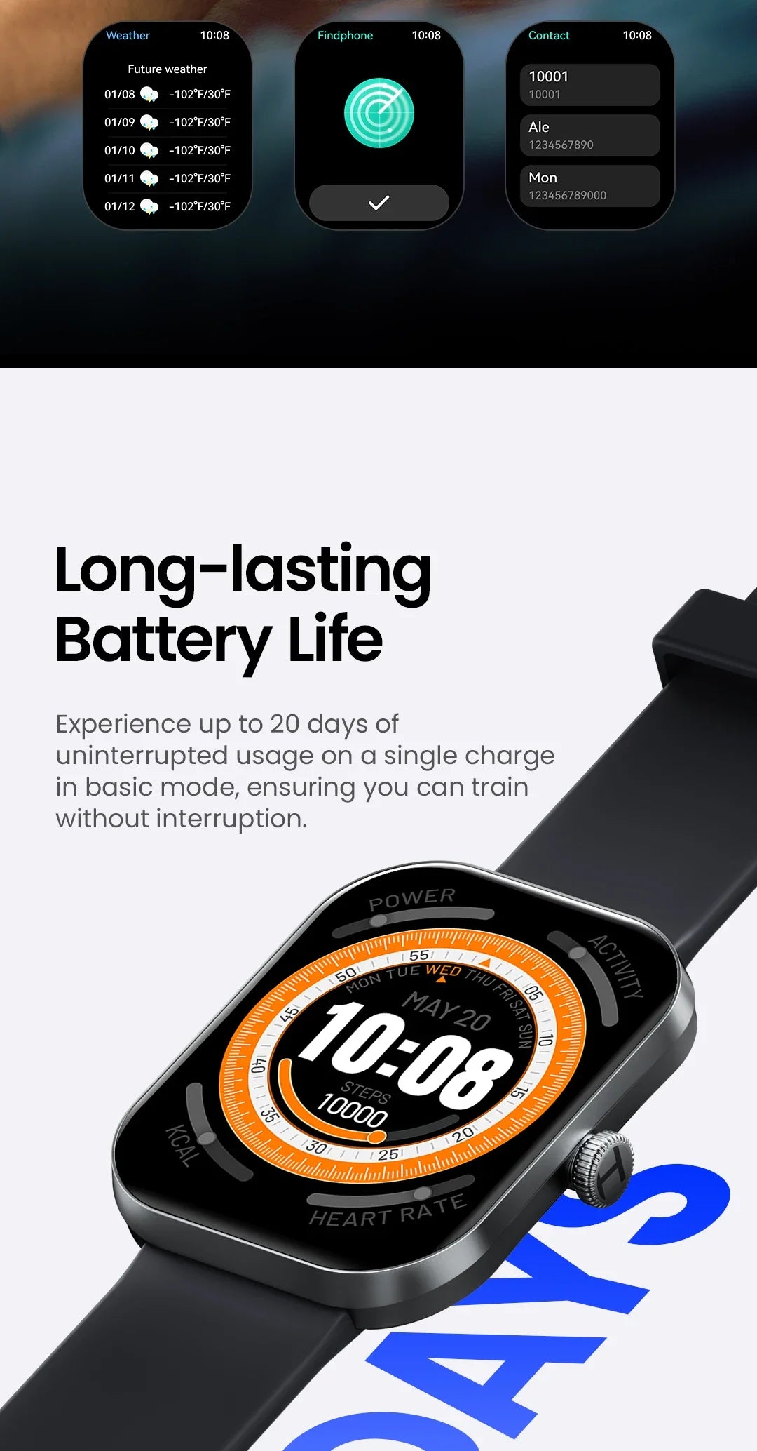 HAYLOU Watch S6 Smartwatch — 2.01" HD Display, Bluetooth Voice Calls, IP68 Waterproof Fitness Tracker