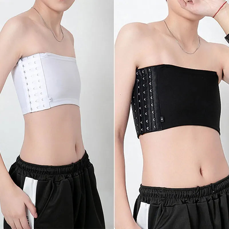 Women’s Chest Binder Crop Top – Flat Breast Binder Bra, Tomboy Body Shaper with Buckle