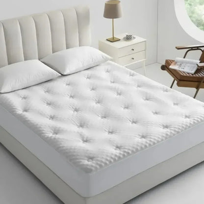 Reversible Queen Memory Foam Mattress Pad - Bamboo Viscose Egg Crate Topper, Noiseless Waterproof