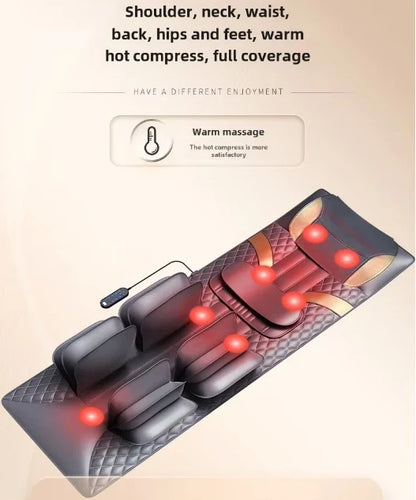 Upgraded Large Area Heated Neck Massager – Vibration Airbag Full Body Massage Mat with Lumbar Traction and Remote Control