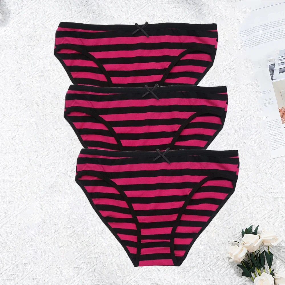 YOUREGINA Plus Size Seamless Panties - Striped Cotton Women’s Underwear Briefs 3 Pack