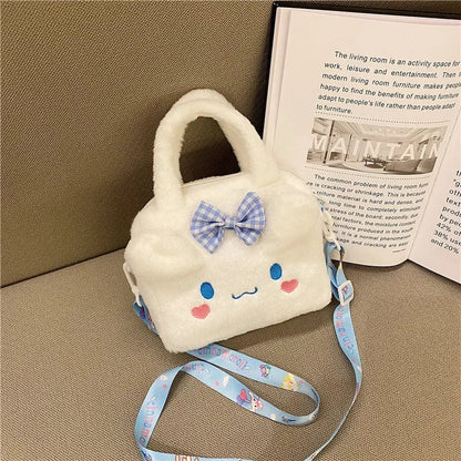 Sanrio Kawaii Plush Handbag – Kuromi, Cinnamoroll, My Melody Cartoon Anime Cosmetic & Travel Storage Bag for Women & Girls – Perfect Gift