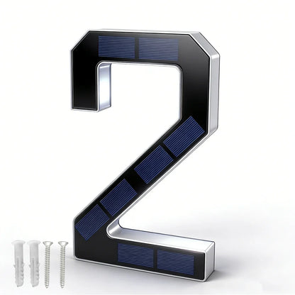 12CM Solar House Number Light - LED Outdoor Address Sign with Light Sensor for Home & Doorway