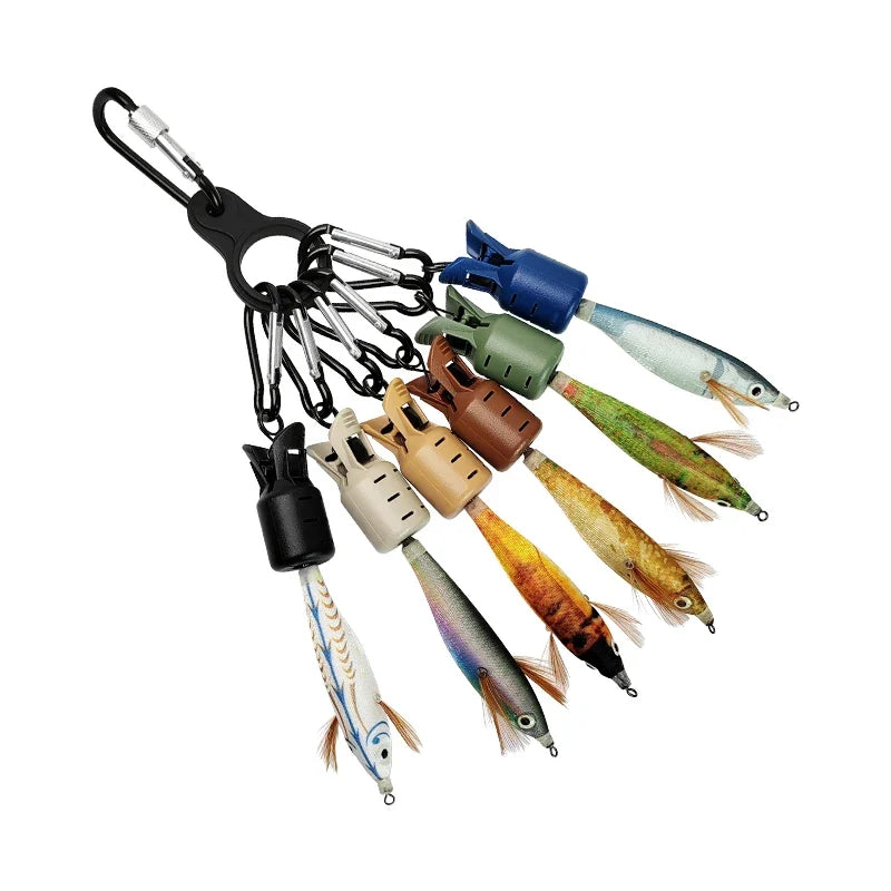 Squid Jig Bait Protector Kit - 6-Piece Egi Hook Covers with Carabiner