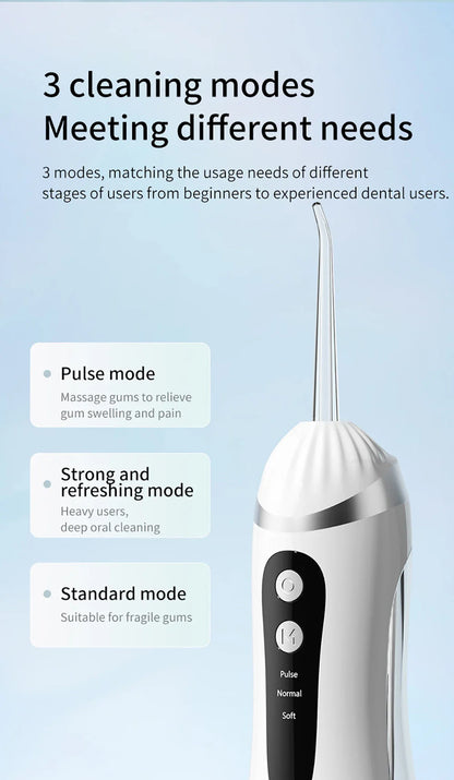 Teeth Water Flosser – Portable Electric Oral Irrigator for Home Dental Cleaning, Rechargeable & Waterproof