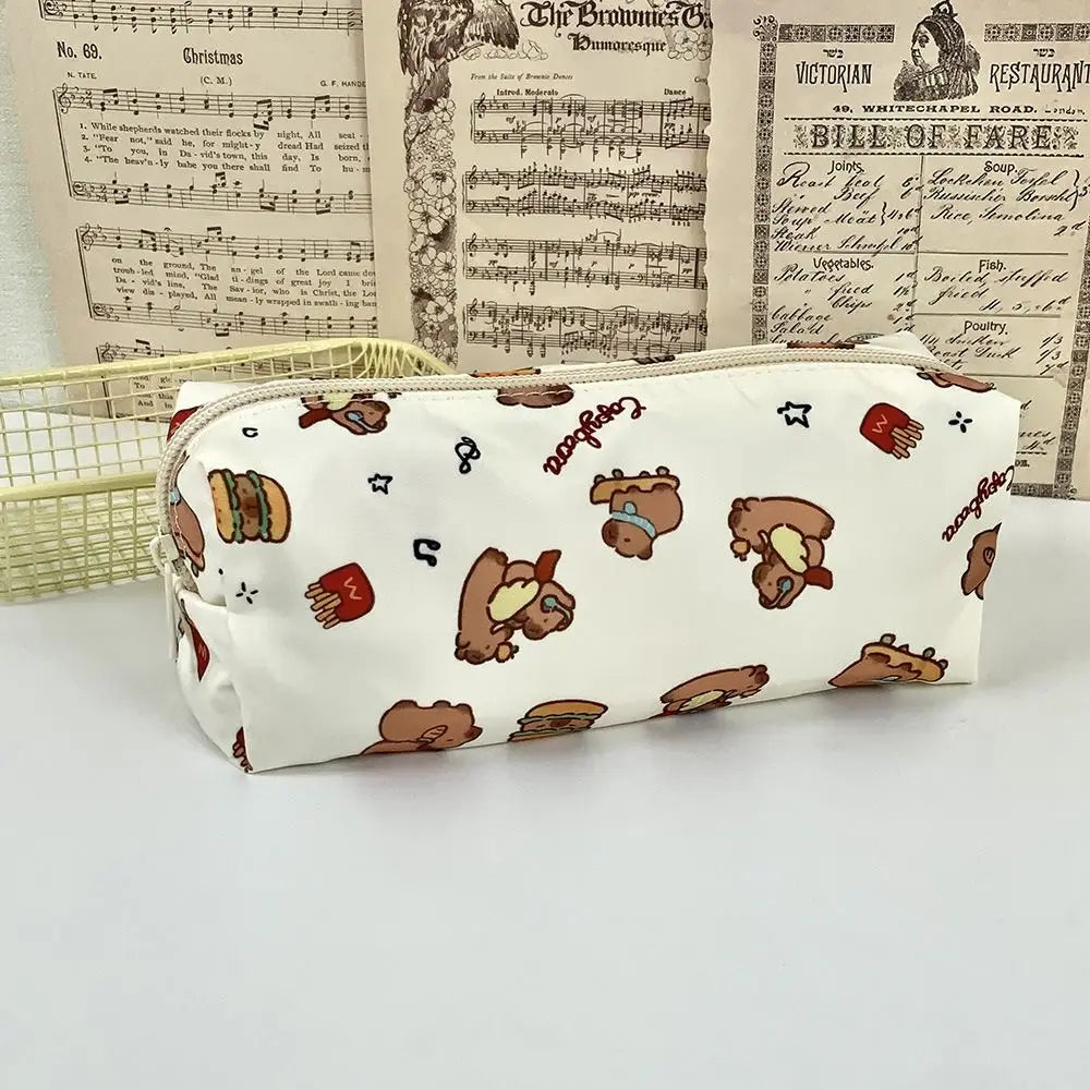 INS Capybara Four-Layer Large Capacity Pen Bag - Cute Cartoon Pencil Case, Stationery Organizer & Storage Bag for Students, Perfect Gift