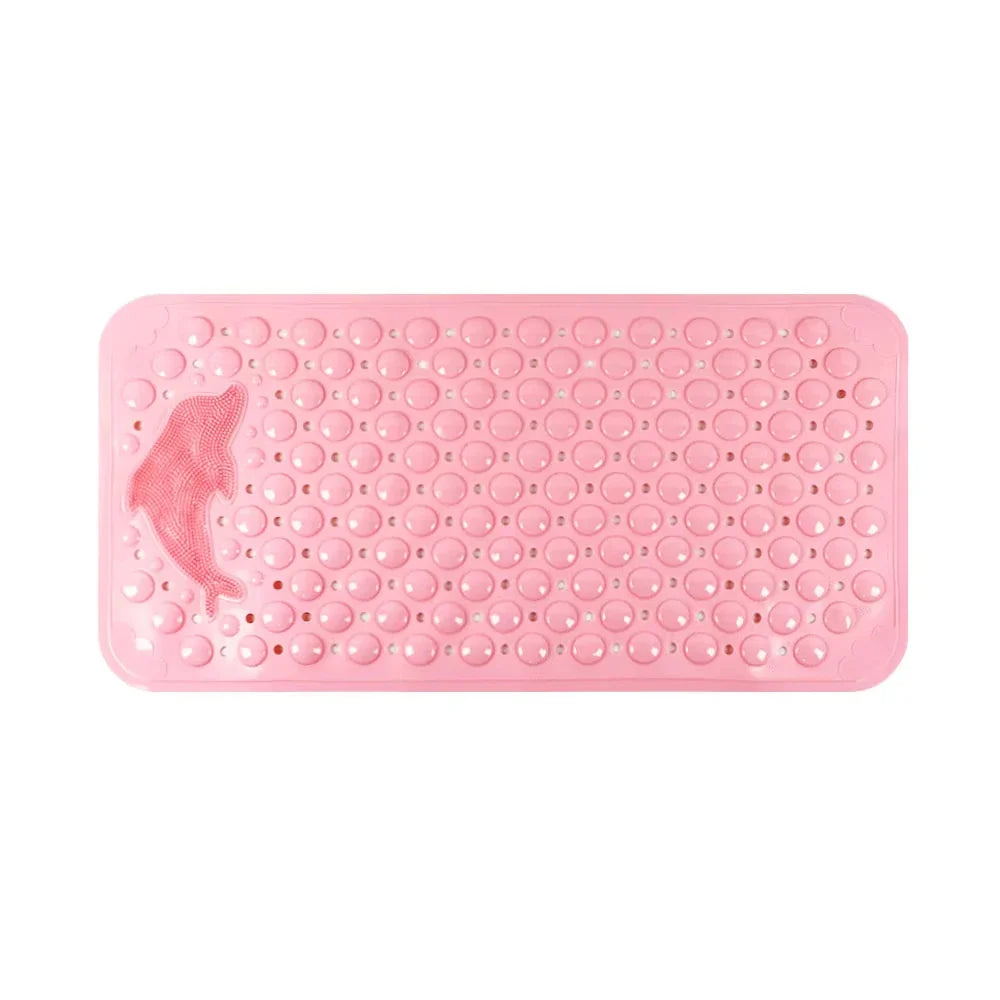 Dolphin Rectangular Non-Slip Bath Mat – 35x70cm PVC Anti-Skid Bathroom & Bathtub Foot Rug