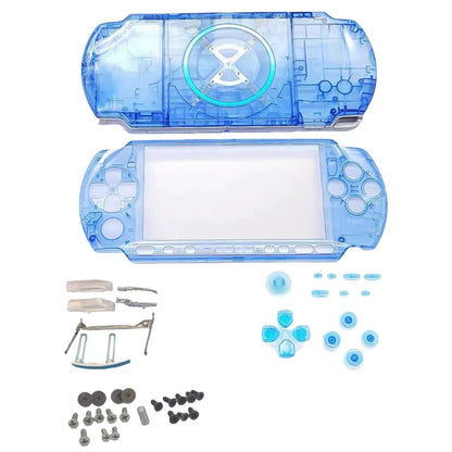 Clear Green Replacement Shell for PSP 3000/3001/3002/3003 – Front & Back Faceplate Cover with Repair Buttons & Stickers
