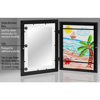 Wooden Flap Art Frames – Magnetic A4 Photo Frame for DIY Paintings, Children's Exhibition, and Home Decoration Storage Rack