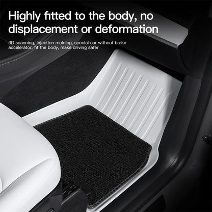 YZ TPE White Foot Pad — Fully-Surrounded Floor Liner for Tesla Model 3 & Model Y (2021–2025) | Waterproof, Non-Slip