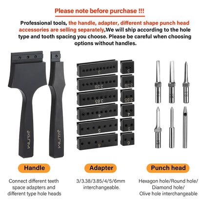WUTA Leather Hole Punch Tool - Multifunctional Round Pricking Iron with Interchangeable Heads for Leather Craft & Stitching