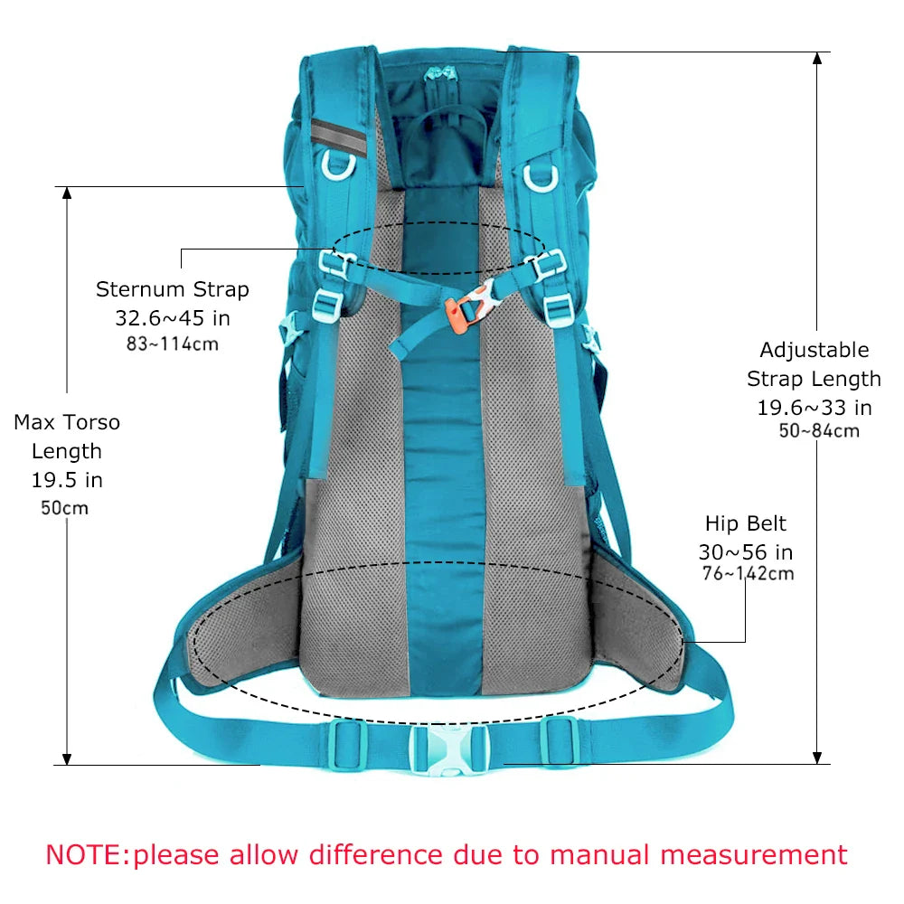 WESTTUNE 50L Hiking Backpack - Multifunctional Mountaineering Bag with Rain Cover for Travel, Trekking, and Camping