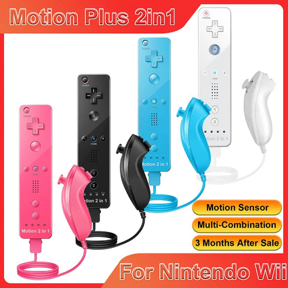 2-in-1 Nintendo Wii Controller Set | Wireless Remote Gamepad with Motion Plus Joystick & Silicone Case