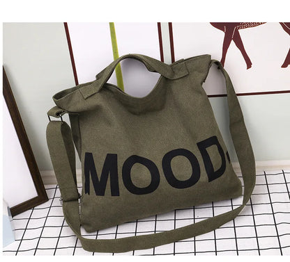 Women’s Tote Bag – Casual Canvas, Large Capacity Designer Handbag, Letters Shoulder & Crossbody Luxury Big Shopper Bag