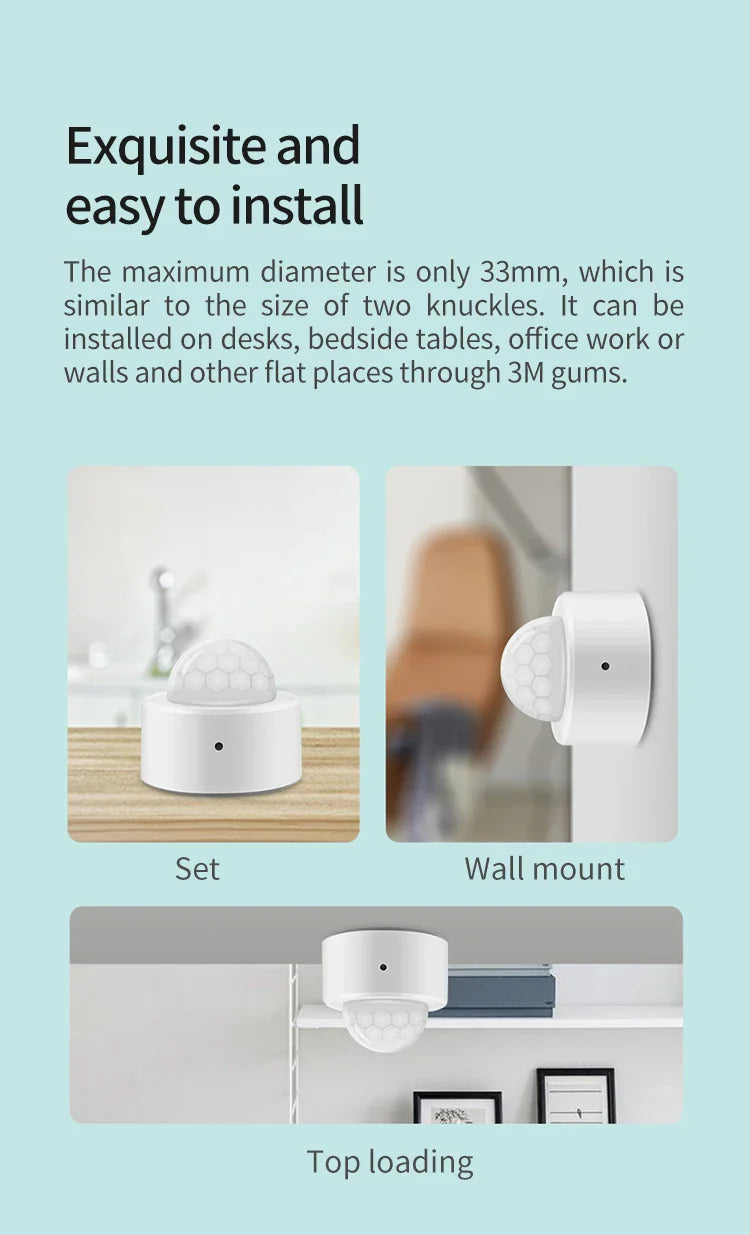 Tuya 2-in-1 ZigBee Mini PIR Motion Detector & Bright Lux Light - Passive Infrared Security Burglar Alarm Sensor