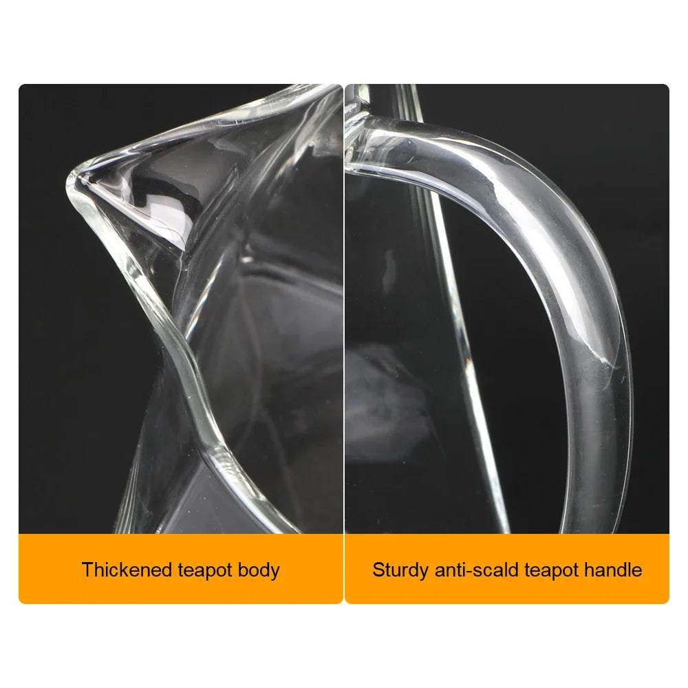 Glass Teapot with Stainless Steel Infuser – 550/750/950ML Heat-Resistant Clear Teaware, Household Tea Kettle with Infuser