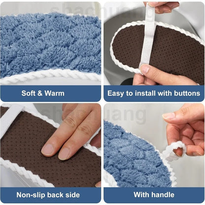 Universal Thickened Toilet Seat Cushion Cover – Soft Warm Anti-Slip Washable Reusable Bathroom Seat Pad for Winter Comfort