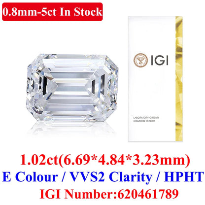 0.1–5CT Super White Lab-Grown Diamond Loose — IGI/GIA Certified, HPHT & CVD, DEFG VVS-SI, Diamond Tester Approved for Wedding Jewelry