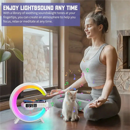 Mini Multifunction Wireless Charger - Fast Charging Pad with Speaker, TF Slot, RGB Night Light for iPhone, Samsung, Xiaomi, Huawei