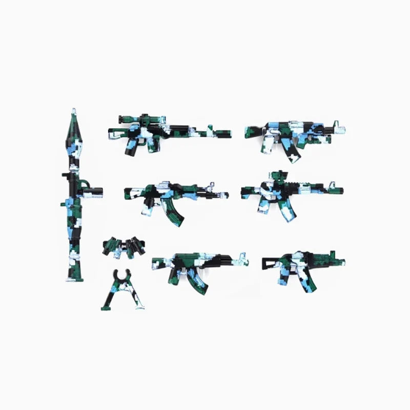 Military Building Blocks Soldier Set - Tactical Weapons Figures with Gatling Gun, Rifle, Mortar & Accessories Toy Kit