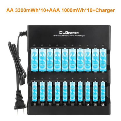 DLGPOWER 1.5V AA/AAA Rechargeable Lithium Batteries with Charger – for Camera, Electric Toy, Remote Control, Game Controller