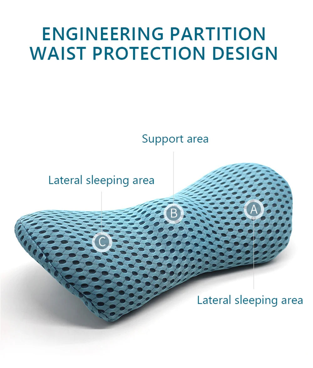 Breathable Memory Foam Lumbar Pillow — Car & Bed Cushion for Waist Support and Sleeping Comfort