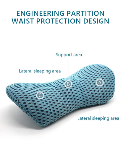 Breathable Memory Foam Lumbar Pillow — Car & Bed Cushion for Waist Support and Sleeping Comfort