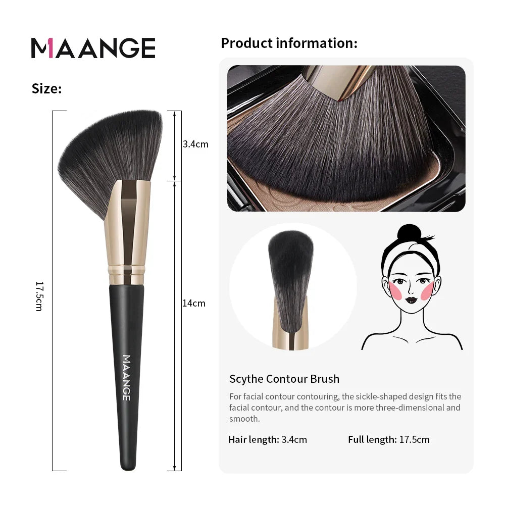 MAANGE Angled Blush & Bronzer Brush – Dense Premium Makeup Brush for Face Contouring & Highlighting, Ideal for Creams & Powders