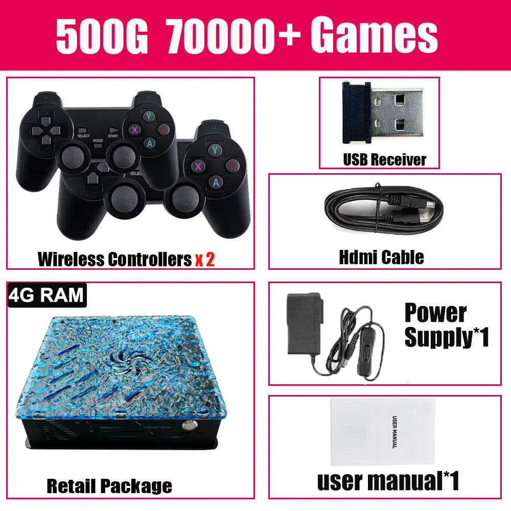 2026 Retro X10 Video Game Console – 70,000 Built-in Games, 60 Emulators (PS2/N64/GameCube/Xbox) with Gamepad, Kid & Family Game Box Console