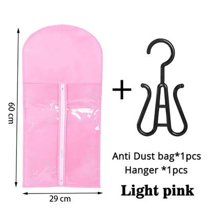 Wig Storage Bag with Hanger - Plastic Hanging Organizer for Virgin Hair, Black Wigs & Multiple Hair Extensions