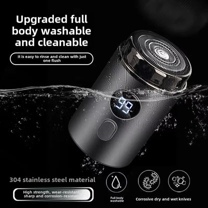 Men’s Electric Mini Shaver | Rechargeable Type-C LED Display Wet & Dry Razor for Home & Travel