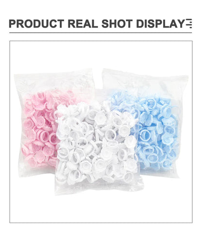 AILEISHI 100PCS Disposable Eyelash Glue Cup Rings – Lash Extension Pigment Holder Tattoo Makeup Tools