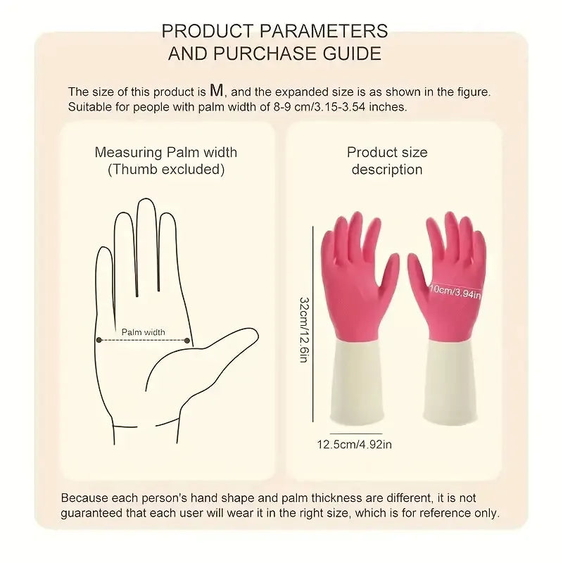 Thick Waterproof Latex Kitchen Gloves – Non-Slip Grip Dishwashing & Cleaning Gloves, Durable Household Protection (Beige & Mint Green)