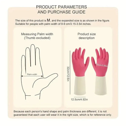 Thick Waterproof Latex Kitchen Gloves – Non-Slip Grip Dishwashing & Cleaning Gloves, Durable Household Protection (Beige & Mint Green)
